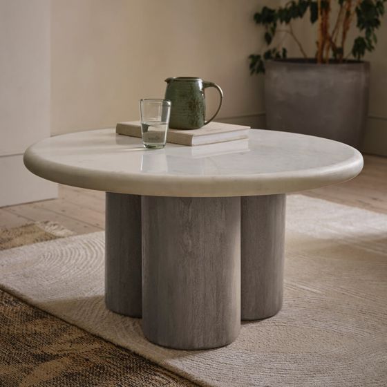 Atkin and Thyme Column Marble Coffee Table