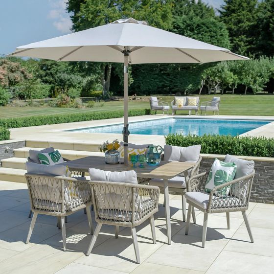 Lauren 6 Seat Dining Set with Parasol 