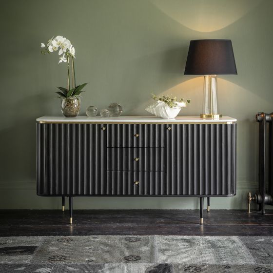 Flute Marble Sideboard - Black