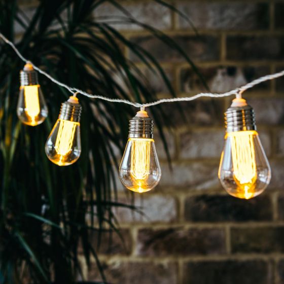 Indoor Outdoor Connectable Festoon Lights - 10 Antique Style Bulbs