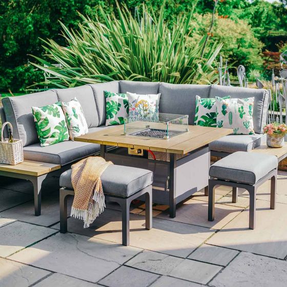 Ingrid Upholstered Corner Lounge Firepit Set