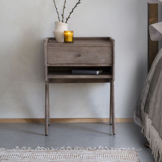 Marlow Bedside Table - Grey Wash