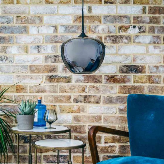 Orla Pendant Light Smoked Mirror and Matt Black