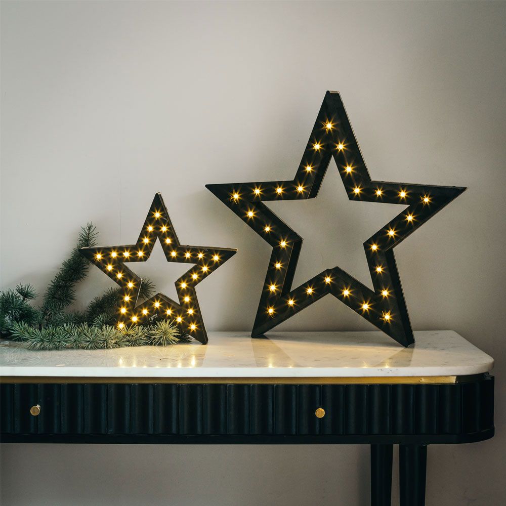 Rustic Black Wood Stars Set Of 2 Atkin and Thyme