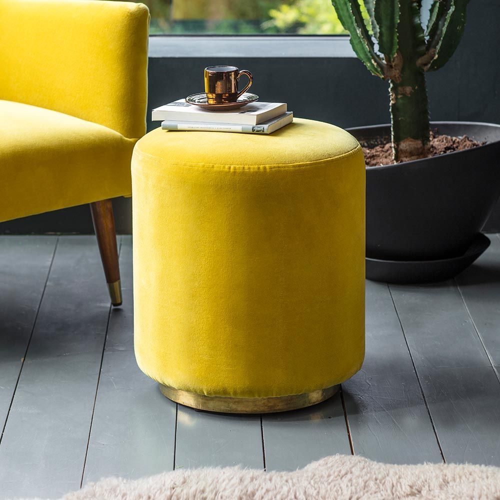 Carnaby Mustard Footstool Mustard Pouffe Atkin and Thyme