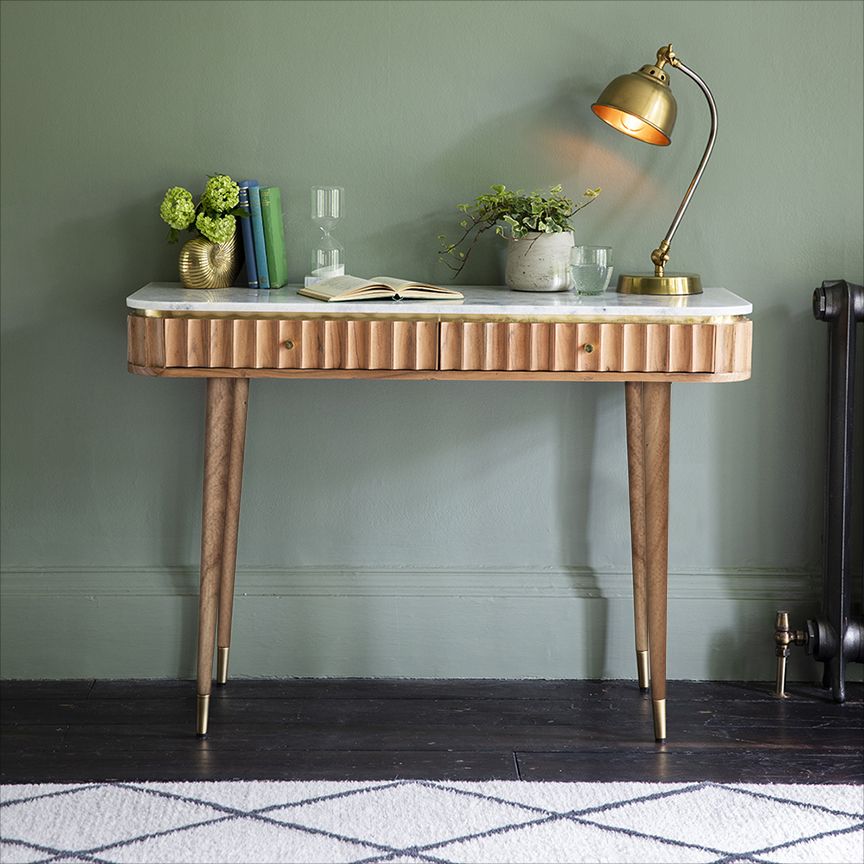 Flute Marble Console Desk Atkin and Thyme