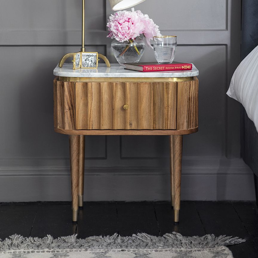 Flute Marble Bedside Drawer