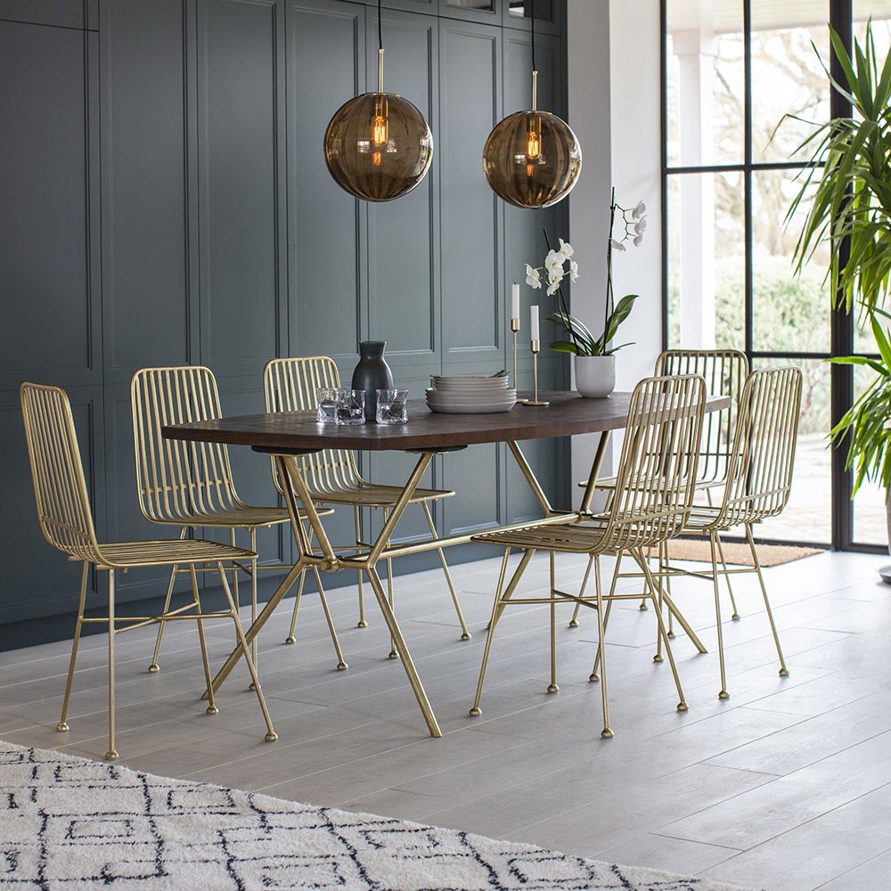 Dining table online with metal chairs