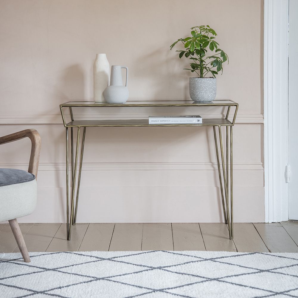 Small console sale table with shelves