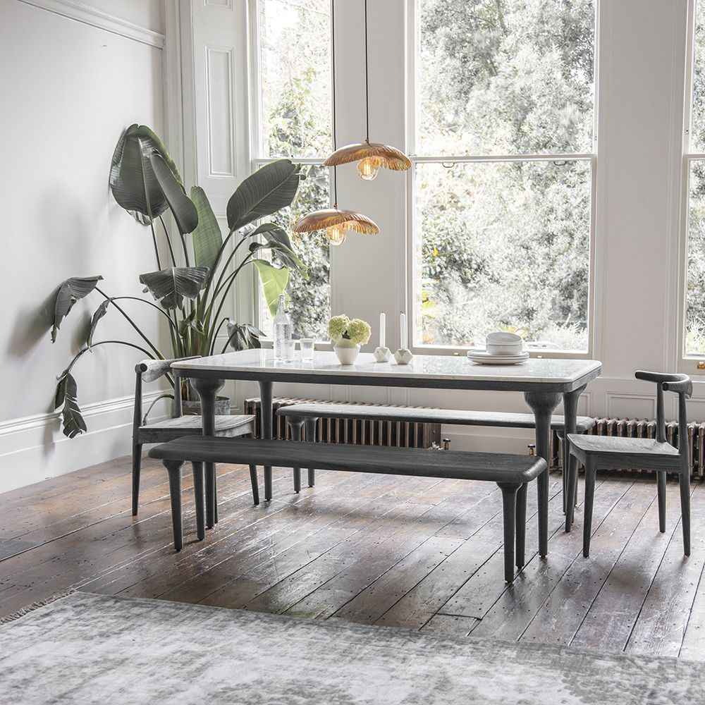 Marble bench dining discount table
