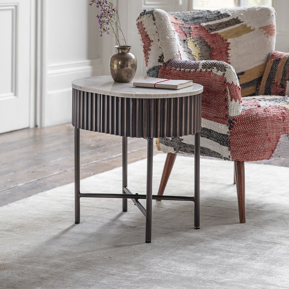 Marble metal best sale table