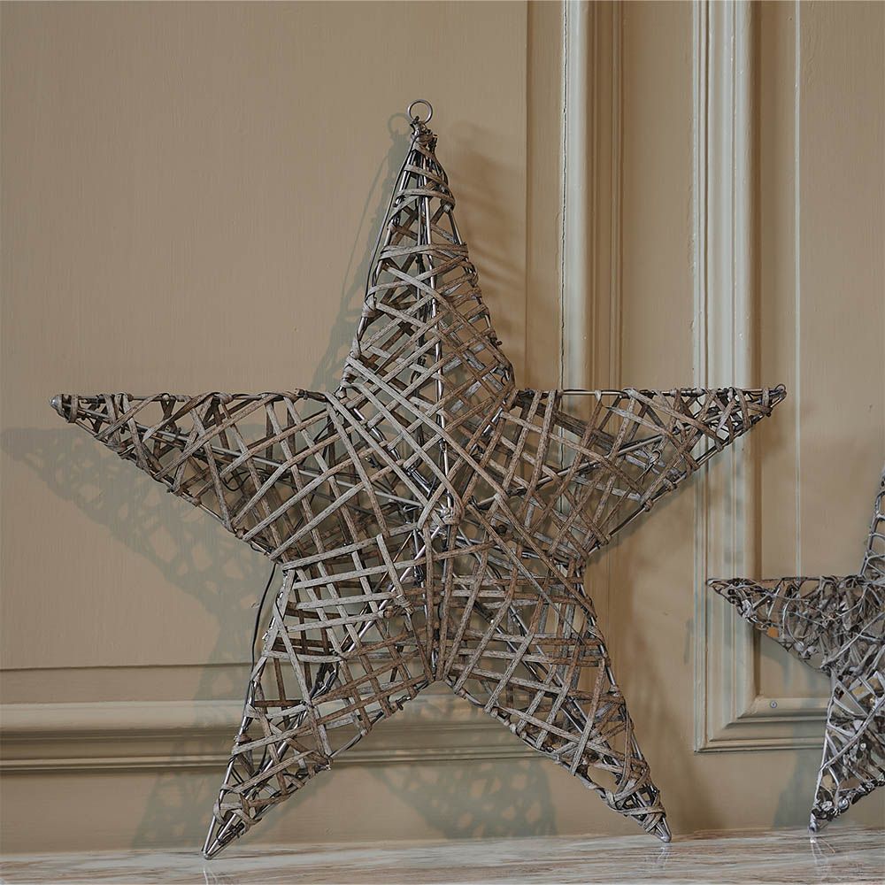 Grey wooden light up star cheap