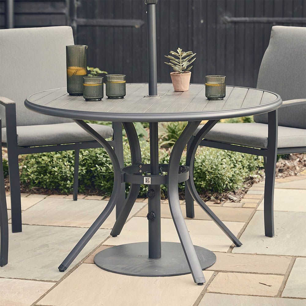 Lg outdoor turin 6 sales seater dining set with parasol