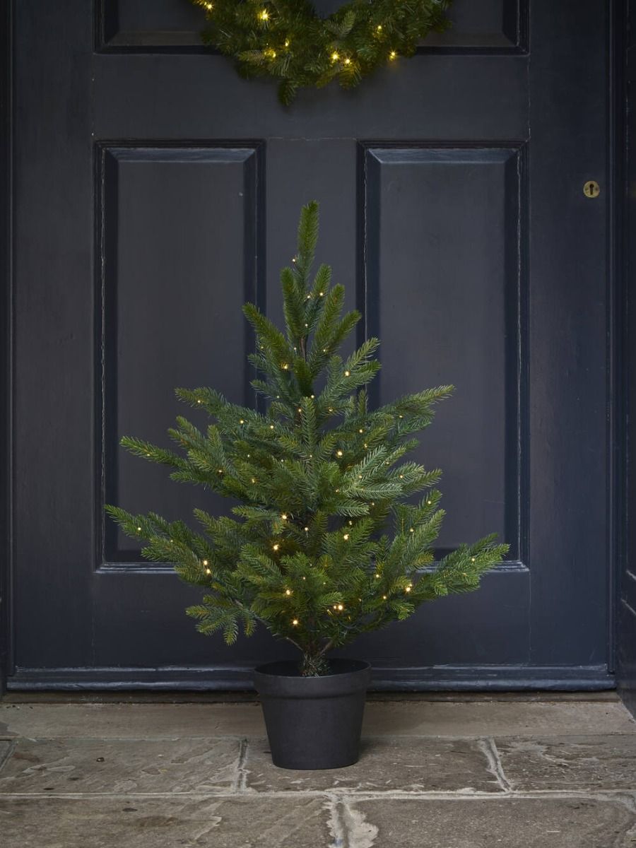 Small outdoor christmas trees with battery store operated lights