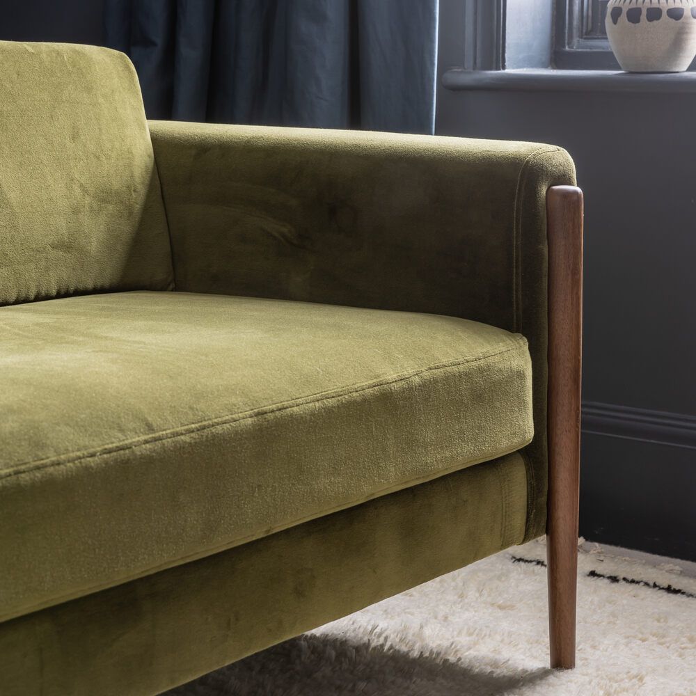 Lexington Loveseat In Deep Green Velvet Natural