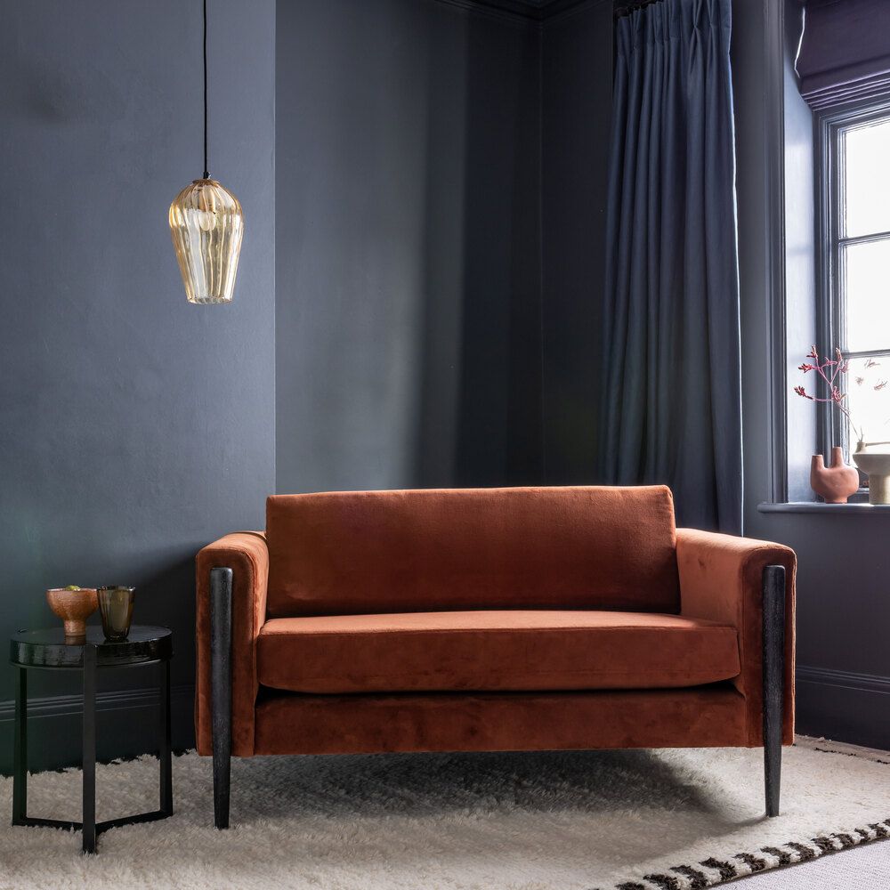 Lexington Loveseat in Rust Velvet Black Atkin and Thyme