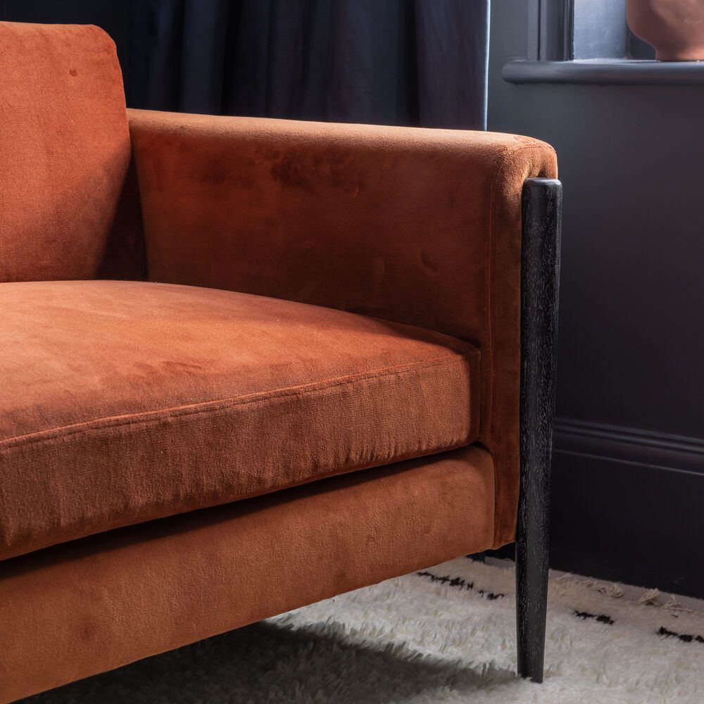 Lexington Loveseat in Rust Velvet Black
