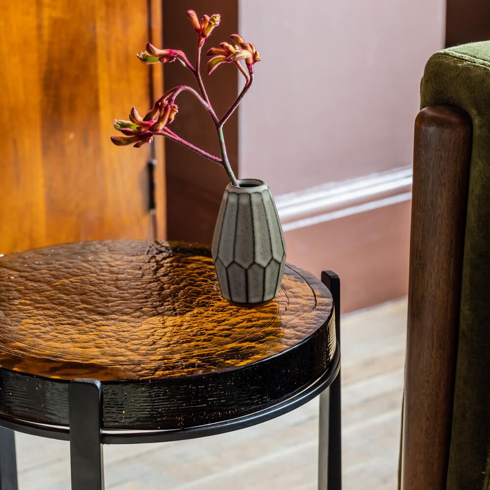 Molten Side Table Amber Glass