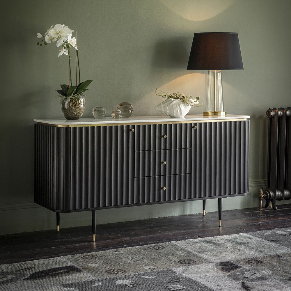 Flute Marble Sideboard - Black | Atkin and Thyme