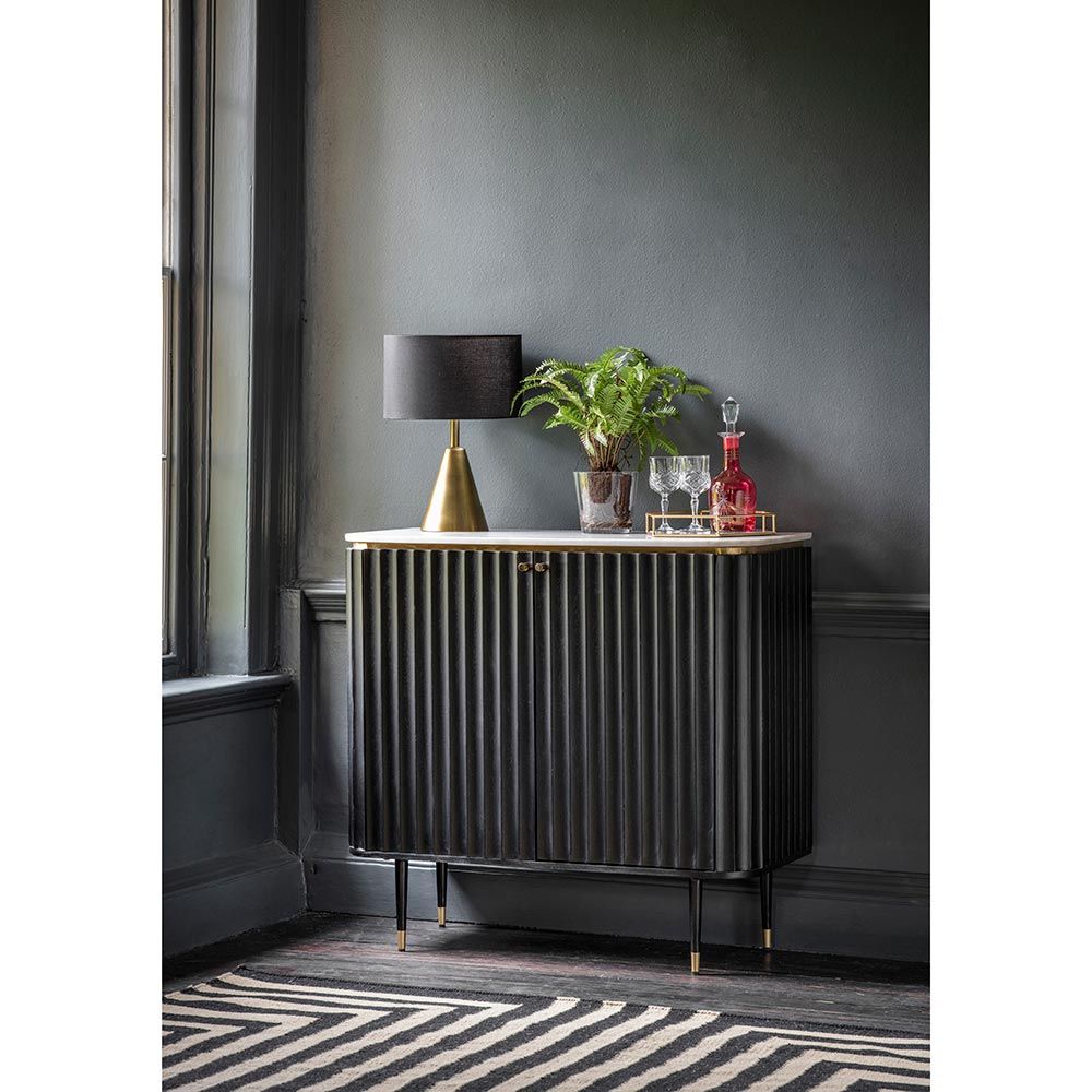 Flute Marble Drinks Cabinet Black Atkin and Thyme