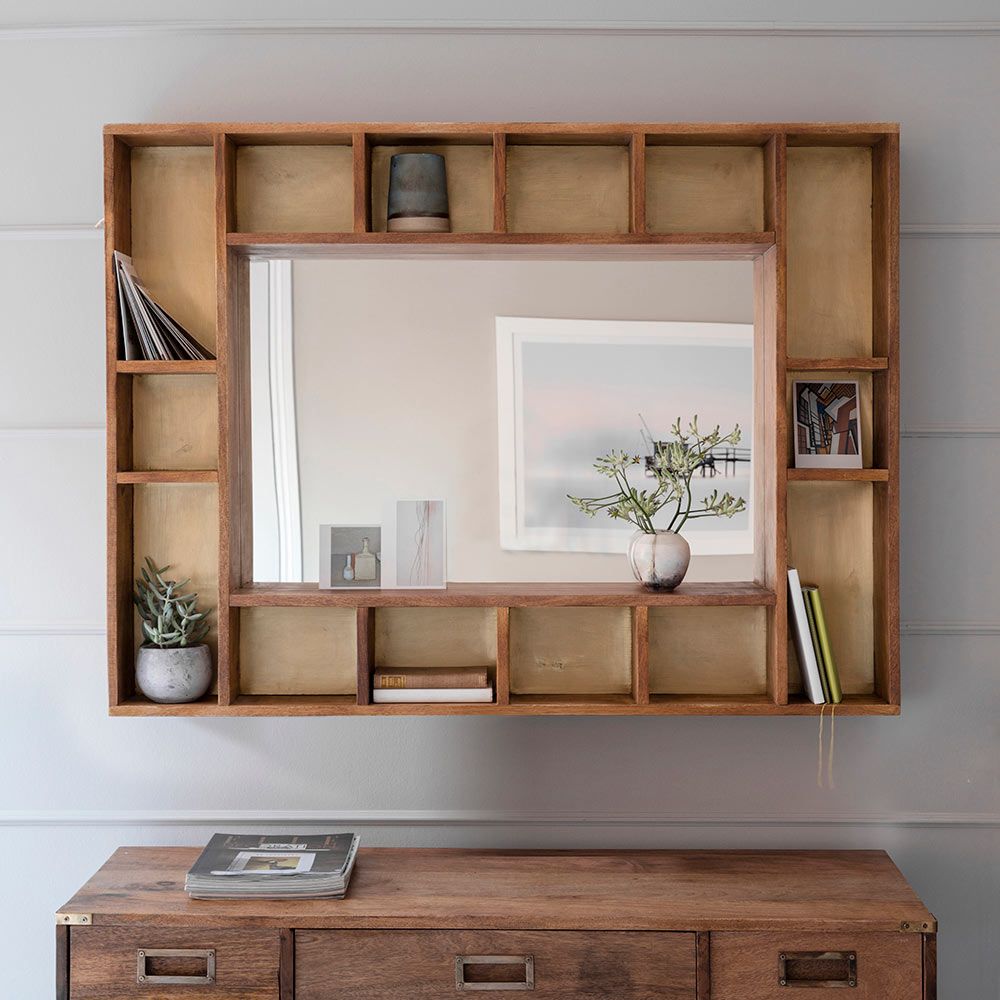 Pigeonhole Mirror Atkin And Thyme, Wall Mirror Shelf Wood