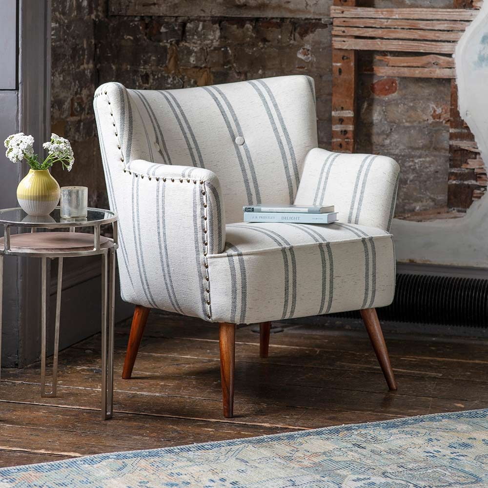 Grey striped best sale armchair