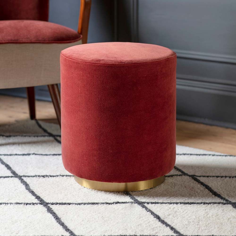 Red clearance velvet footstool