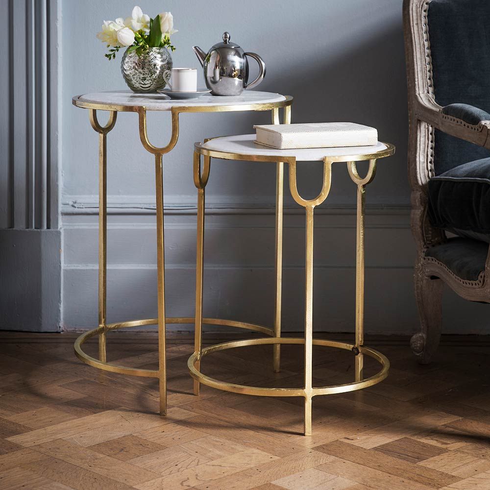 Gold and marble 2025 nesting coffee tables