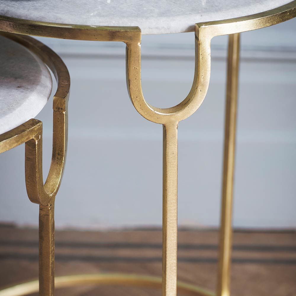 Gold and marble shop nest of tables