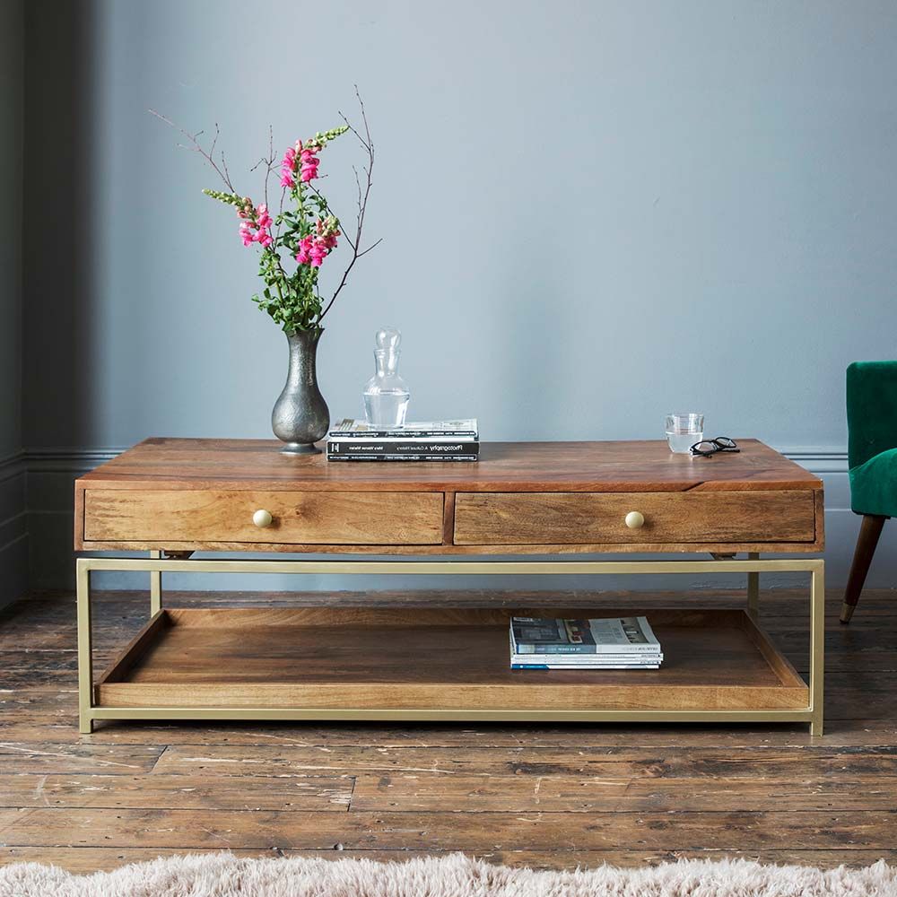 Mid century coffee table with deals drawers