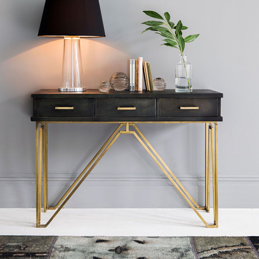 Madison Console Table Atkin And Thyme, Black Gold Console Table