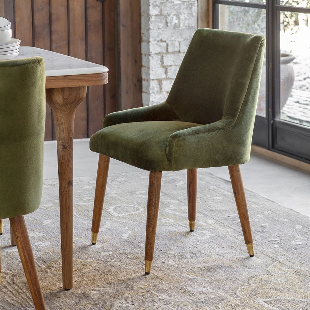 Olive green discount velvet dining chairs