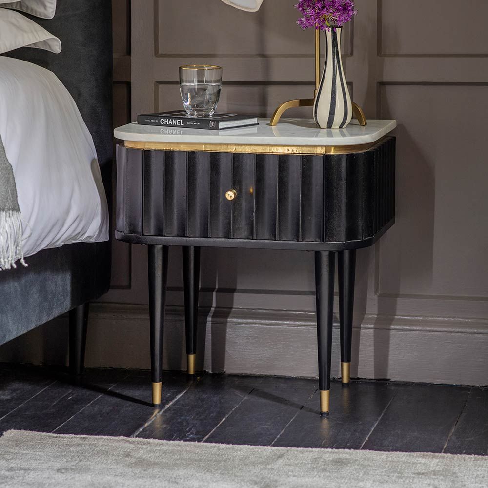 Black and shop marble bedside table