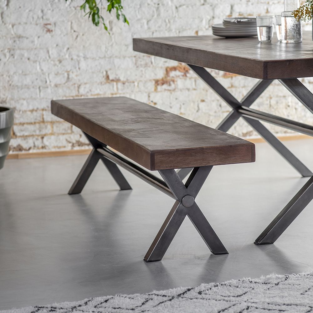 Wooden bench with steel legs hotsell