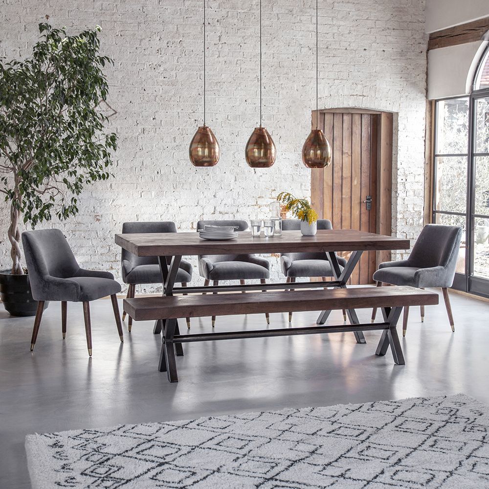 Logan Dining Table Gun Metal Legs Large