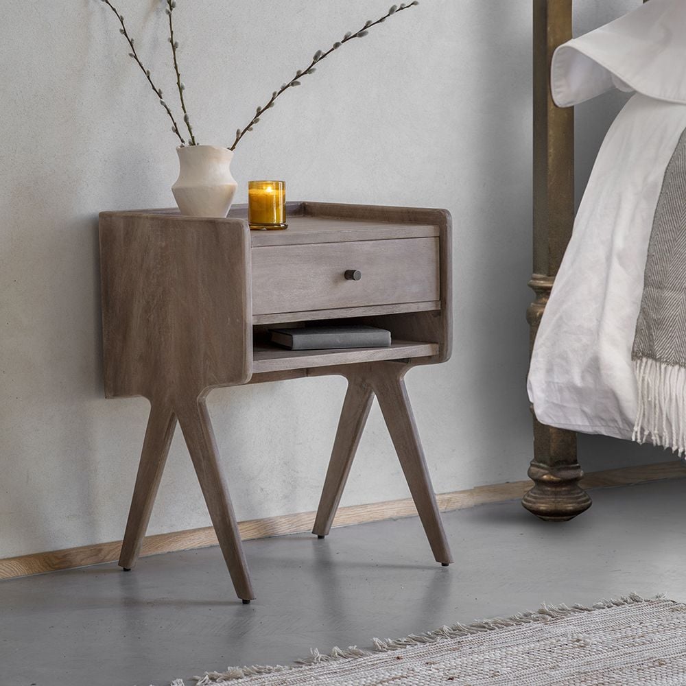 Grey wash online bedside table