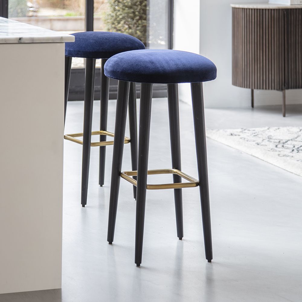 Bar stools blue shop velvet