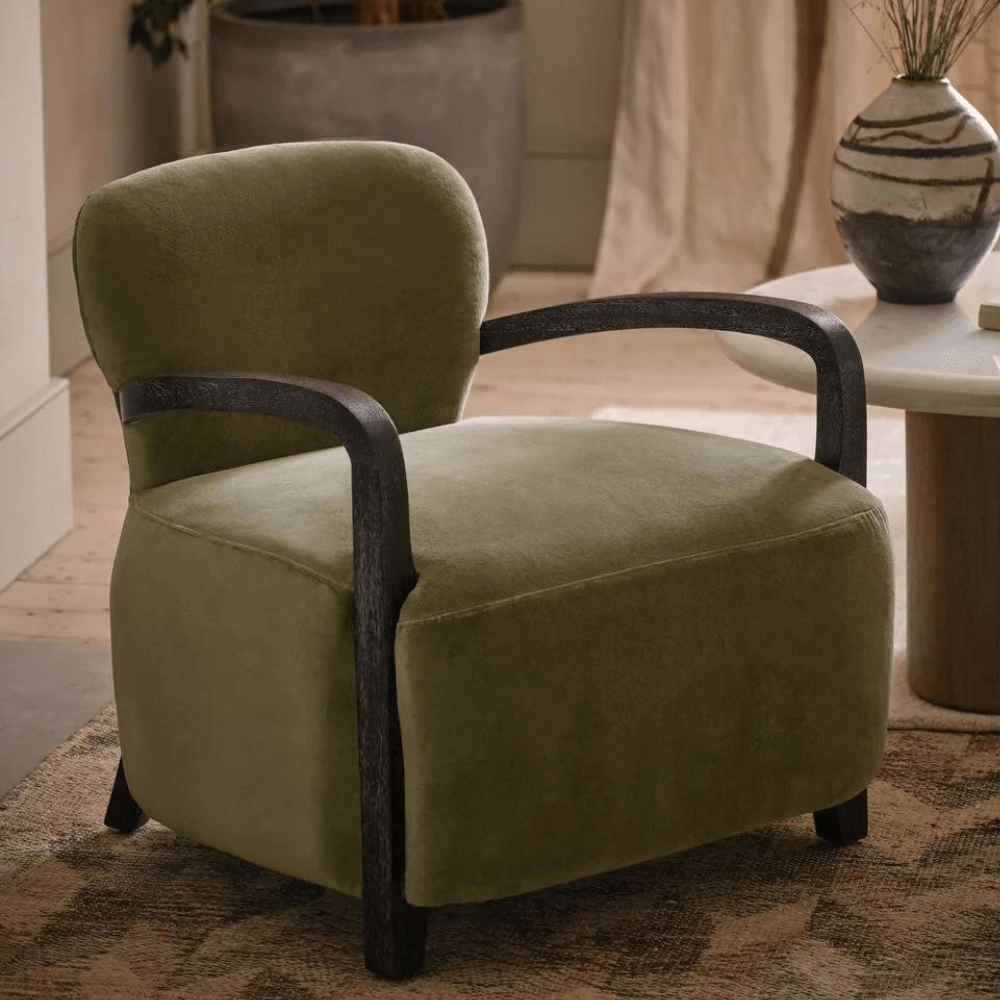 Aviator Armchair Olive Green Velvet