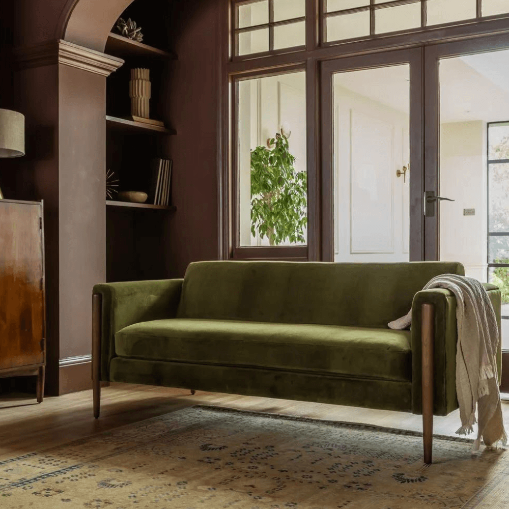 Lexington 3 Seater Sofa Deep Green Velvet
